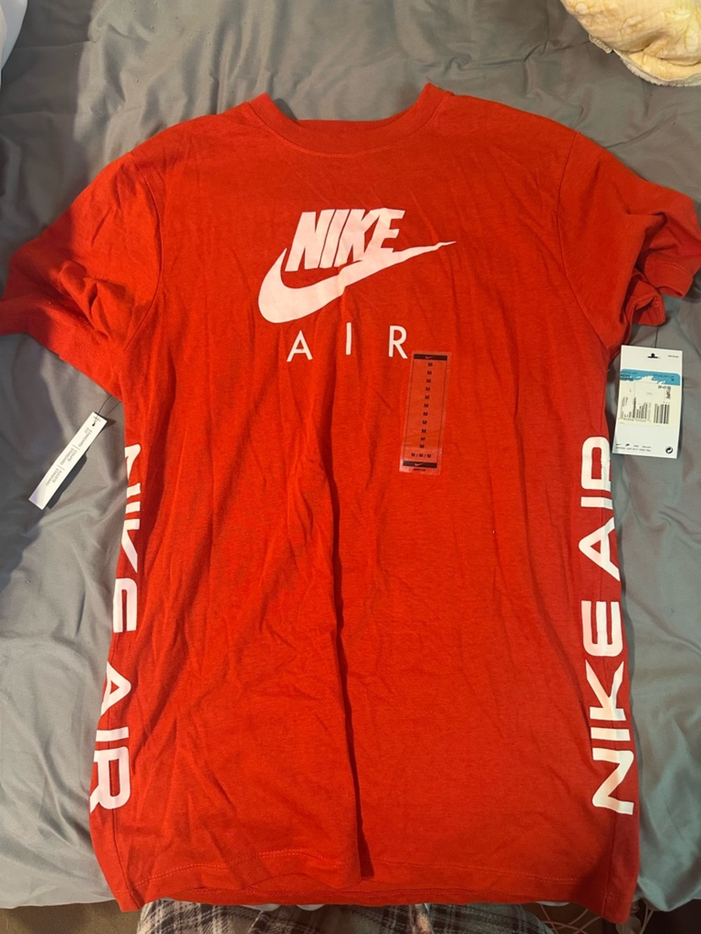 Nike Red Crewneck Tee with Vertical White Logo